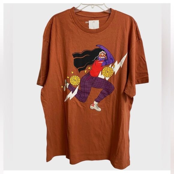 Urban Outfitters Tops - NWT Urban Outfitters Dia Pacheco X Golden Hour T-Shirt Women's XL Brown Artsy